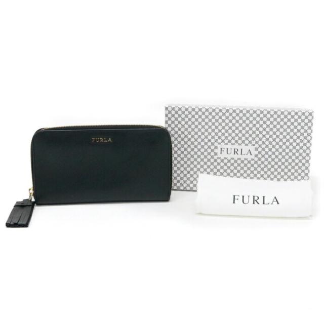 【Aランク】 フルラ FURLA ラウンドジップ ウォレット レザー 851473 長財布 ラウンドファスナー ロングウォレット タッセル レディース メンズ ブラック 正規品 美品 中古 maw10005の通販は 7,980円