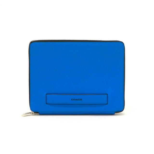 コーチ職 COACH クラッチペダル御徒面子 経口避妊薬入れもの PVC なめし革 書きものかばん 商行為御徒面子 二つ目御徒面子 マルチ入れもの 歌留多入れもの メンズ レディース 青味 中古 maw24001