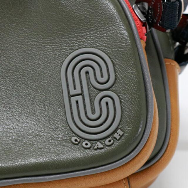 コーチ職 COACH ミニ 境界線 ダブル 車寄せ 差し交わす上半身 ウィズ コーチ職 継ぎ切れ スムース カーフレザー 5798 ショルダーバッグ 差し交わす上半身 曲がった掛け 肩かけ 写真器御徒面子 ポシェット メンズ レディース ユニ一発やる オリーブ (カーキ) / オレンジ色 中古 max14006