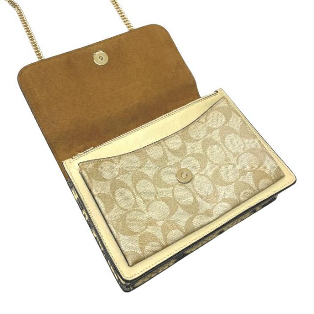 コーチ COACH クレア クロスボディ スムースレザー / PVC シグネチャー / パイソン 柄 90635 チェーンショルダーバッグ ショルダーバッグ 斜め掛け 肩掛け レディース チョーク (アイボリー) / ベージュ 中古 maz25005 コーチ COACH クレア クロスボディ スムースレザー / PVC シグネチャー