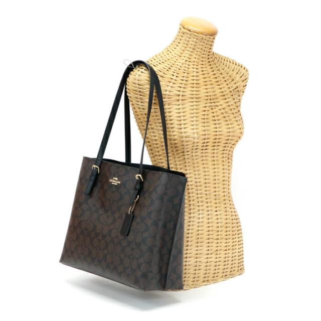 コーチ COACH モリー トート PVC / スムース レザー シグネチャー 1665 トートバッグ 肩掛け ビジネスバッグ ハンドバッグ レディース メンズ ブラウン / ブラック 美品 中古 mba15003の通販は 18,352円