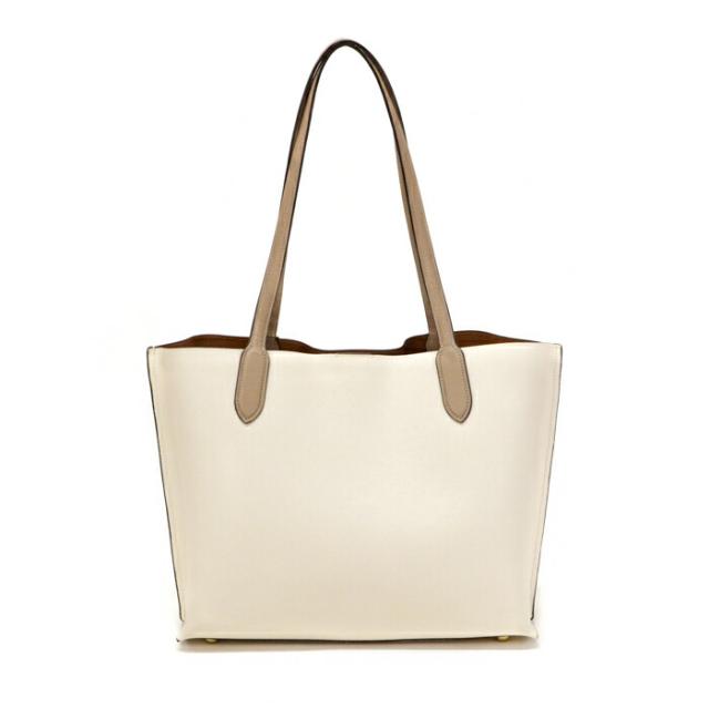 コーチ COACH ウィロウ トート カラーブロック ポリッシュド ペブル レザー C0691 トートバッグ 肩掛け ハンドバッグ ビジネスバッグ レディース チョークマルチ (アイボリー / ベージュ) / ブラス (ブラウン) 中古 mba15020_2