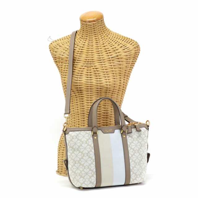 ケイトスペード Kate Spade スペード フラワー ジャカード ストライプ フェイ ミディアム サッチェル イタリアンジャカード (キャンバス) / スムースレザー K9032 ハンドバッグ 2WAYバッグ レディース ナチュラルマルチ (ベージュ / アイボリー) 美品 中古 mba22008の通販は 12,166円