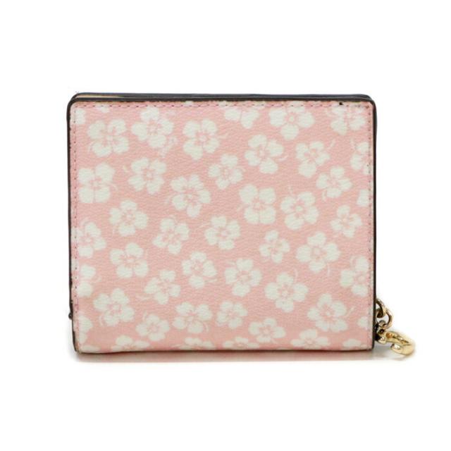 コーチ COACH スナップ ウォレット ウィズ グラフィック ディッチー PVC / スムース レザー フローラルプリント / 花柄 CA782 二つ折り財布 ラウンドファスナー ミディアムウォレット コインケース Cチャーム レディース ピンク / ホワイト 中古 mba22023_1