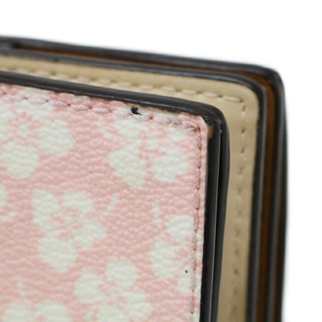 コーチ COACH スナップ ウォレット ウィズ グラフィック ディッチー PVC / スムース レザー フローラルプリント / 花柄 CA782 二つ折り財布 ラウンドファスナー ミディアムウォレット コインケース Cチャーム レディース ピンク / ホワイト 中古 mba22023_5