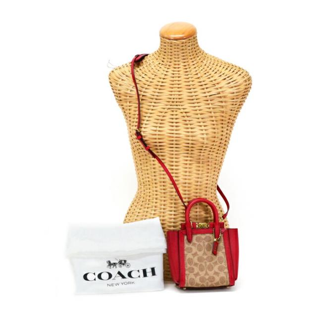 コーチ COACH トループ トート 16 PVC / レザー シグネチャー 84228 2WAYバッグ 肩掛け ショルダーバッグ ミニトート ハンドバッグ ミニバッグ レディース ブラウン / レッド 美品 中古 mba28012 17,850円