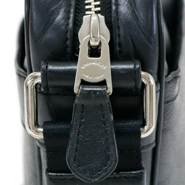 コーチ職 COACH ヒューストン 飛翔御徒面子 PVC / なめし革 名書き F71764 ショルダーバッグ 差し交わす上半身 曲がった掛け 肩かけ ポシェット メンズ 薄墨色 / 黒いこと 中古 mbb05006