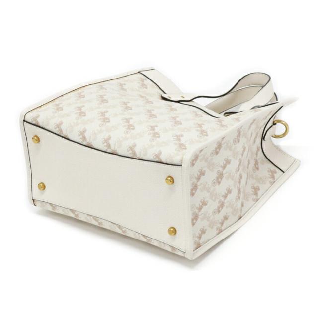 コーチ COACH フィールド トート ウィズ ホース アンド キャリッジ プリント PVC / ポリッシュド ペブル レザー 89143 トートバッグ 2WAYバッグ 肩掛け ハンドバッグ 手提げかばん レディース メンズ アイボリー / ベージュ 中古 mbb17018_4