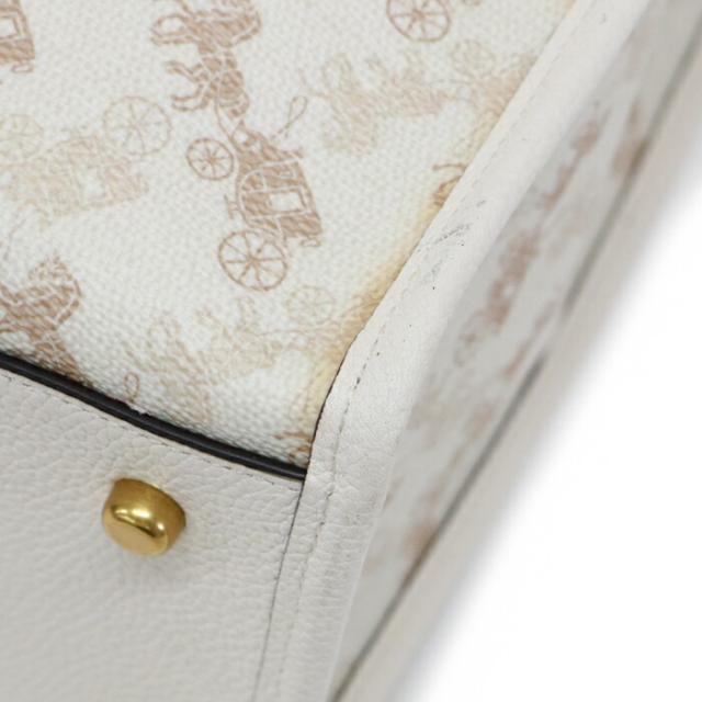コーチ COACH フィールド トート ウィズ ホース アンド キャリッジ プリント PVC / ポリッシュド ペブル レザー 89143 トートバッグ 2WAYバッグ 肩掛け ハンドバッグ 手提げかばん レディース メンズ アイボリー / ベージュ 中古 mbb17018_5