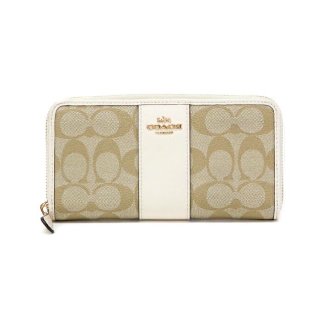 【ABランク】 コーチ COACH アコーディオン ジップアラウンド ウォレット PVC レザー シグネチャー F54630 長財布 ラウンドファスナー ロングウォレット レディース メンズ ライトベージュ / アイボリー 中古 mbc01012の通販は 7,980円