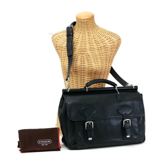 コーチ COACH ビジネスバッグ レザー 5235 ブリーフケース 書類かばん 2WAYバッグ 肩掛け トラベルバッグ メンズ ブラック 中古 mbb17014