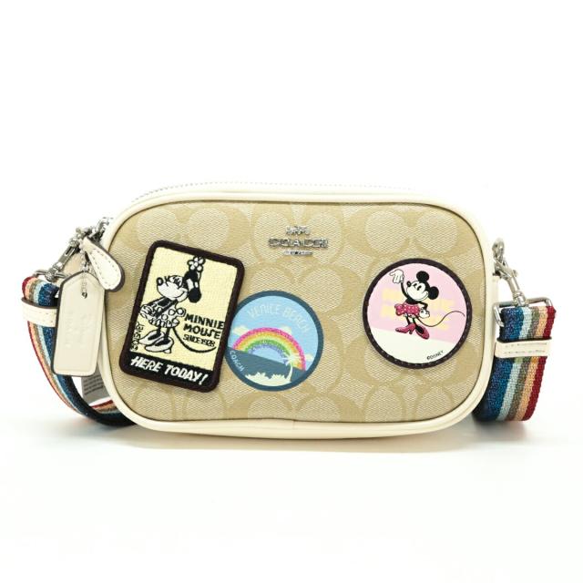 コーチ COACH ミニ ショルダーバッグ PVC レザー シグネチャー ミニーマウス プリント F31349 ミニ ショルダーバッグ クロスボディ 斜め掛け 肩掛け ポシェット ディズニー コラボ レディース ライトカーキ (ベージュ) / アイボリー / マルチカラー 極美品 中古 mbc22010_1