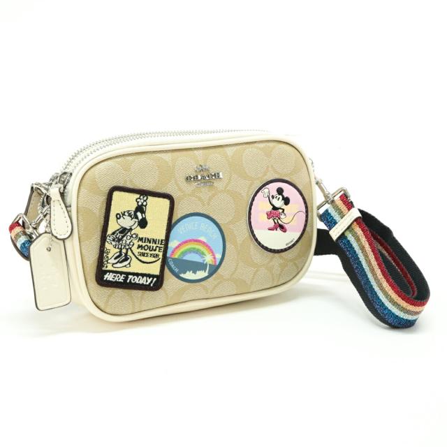 コーチ COACH ミニ ショルダーバッグ PVC レザー シグネチャー ミニーマウス プリント F31349 ミニ ショルダーバッグ クロスボディ 斜め掛け 肩掛け ポシェット ディズニー コラボ レディース ライトカーキ (ベージュ) / アイボリー / マルチカラー 極美品 中古 mbc22010_2
