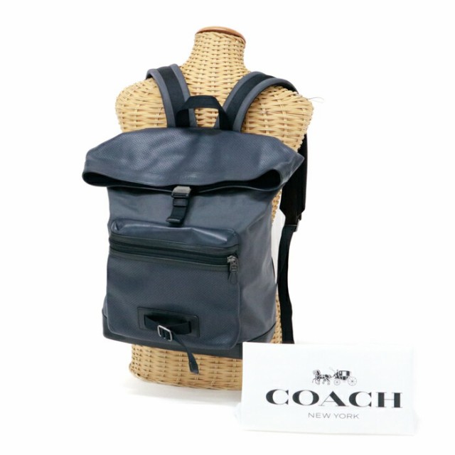 コーチ COACH テライン パック パーフォレイテッド レザー ナイロン パンチングレザー F56662 バックパック リュック デイパック メンズ レディース ミッドナイト (ネイビー) / グレー 中古 mbe02002の通販は 18,576円