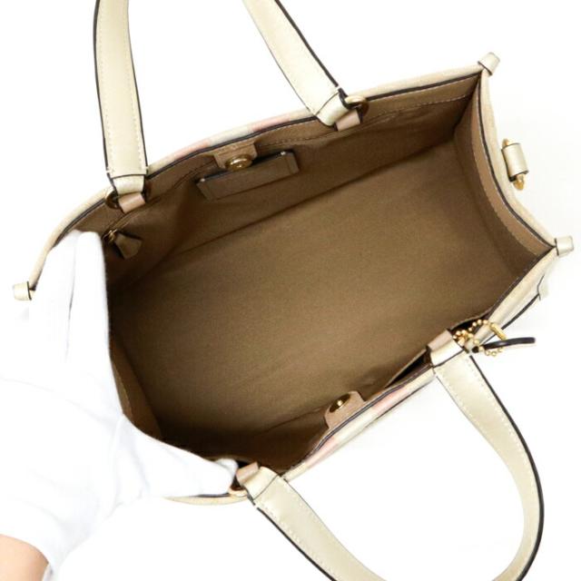 【ABランク】 コーチ COACH デンプシー キャリーオール シグネチャー ジャカード ストライプ アンド コーチ パッチ キャンバス レザー CE984 ハンドバッグ 2WAYバッグ レディース ライト カーキ (ベージュ) / ゴールド / ピンク 正規品 中古 mbe02009_8