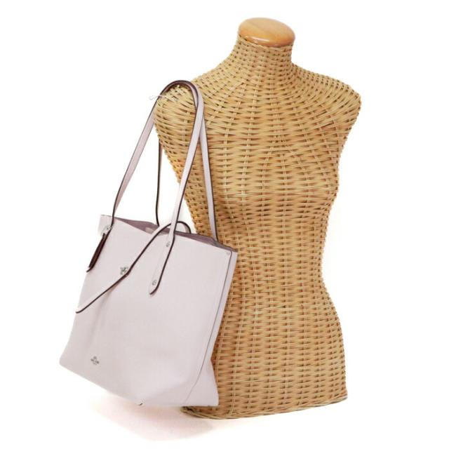 コーチ COACH マーケット トート ポリッシュド ペブルド レザー 58849 トートバッグ 肩掛け ハンドバッグ ターンロック レディース ピンク 中古 mbe17006