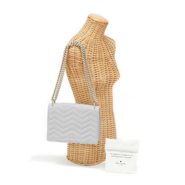 ケイトスペード Kate Spade リース パーク マーシー レザー キルティング PXRU9444 チェーンショルダーバッグ ショルダーバッグ 肩掛け ハンドバッグ ポシェット レディース パープルグレージュ 中古 mbe18005