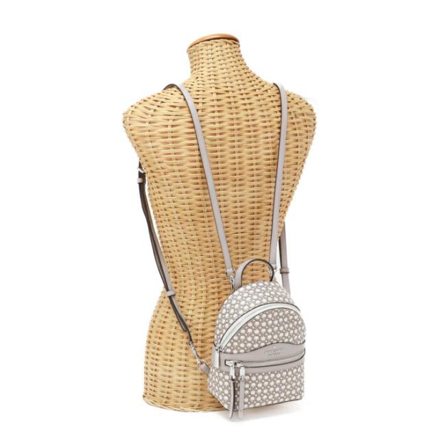 ケイトスペード Kate Spade ミニコンバーチブル バックパック PVC / レザー スペードリンク WKR00197 ミニリュック バックパック デイパック レディース ホワイトマルチ (ベージュ) 中古 mbe24001