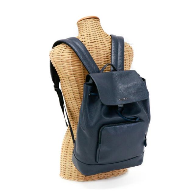 コーチ COACH バックパック レザー C4134 リュック デイパック ビジネスバッグ 巾着型 メンズ レディース ネイビー 中古 mbe25003