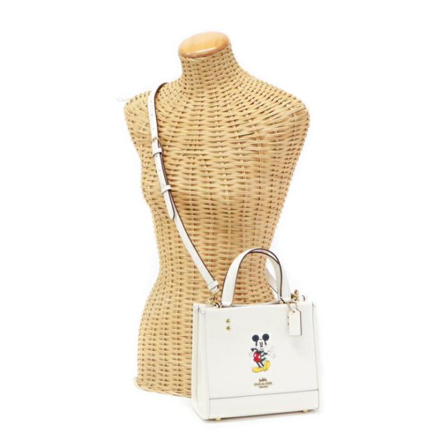 コーチ COACH デンプシー トート 22 / ミッキーマウス リファインド カーフ レザー DISNEY X COACH CM843 ハンドバッグ 手提げかばん 2WAYバッグ 肩掛け ミニトート ディズニー コラボ レディース メンズ チョーク (アイボリー) 美品 中古 mbe25006