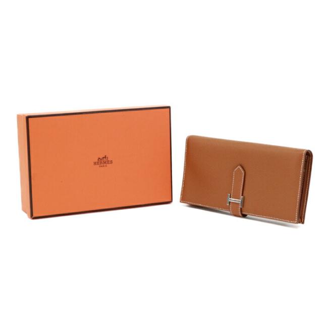 【SAランク】 エルメス HERMES ベアンスフレ エプソン (レザー) SV金具 B刻印 2023年 長財布 かぶせ蓋 ロングウォレット 二つ折り財布 H金具 レディース メンズ ゴールド (ライトブラウン) 極美品 中古 mbe30014の通販は 174,900円