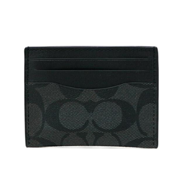 コーチ COACH カードケース PVC / レザー シグネチャー 58110 パスケース 定期入れ 名刺入れ メンズ ユニセックス チャコール (グレー) / ブラック 美品 中古 mbf02015
