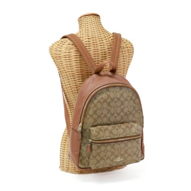 【美品】COACH コーチ リュック レザー PVC ベージュ 500ml収納可 美品】COACH コーチ リュック レザー PVC ベージュ 500ml収納可