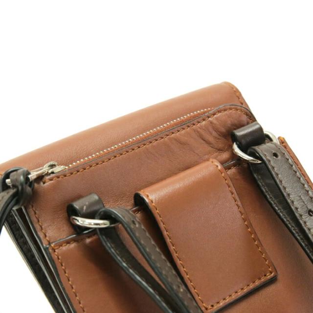 【Bランク】 ロエベ LOEWE フラット ガセット クロスボディ カーフレザー アナグラム 335.54Z33 ミニ ショルダーバッグ スマホショルダー フォンポーチ 斜め掛け 肩掛け ポシェット レディース メンズ ブラウン 中古 mbf15005