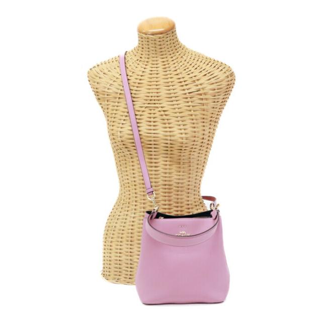 【Aランク】 コーチ COACH スモール タウン バケット バッグ ポリッシュド ペブル レザー 1011 ショルダーバッグ クロスボディ 斜め掛け 肩掛け ポシェット ミニバッグ バケツ型バッグ レディース ピンク 美品 中古 mbf16004