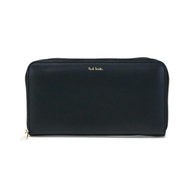 【ABランク】 ポールスミス Paul Smith ラウンドジップウォレット カーフレザー マルチストライプ MA1-4778 長財布 ラウンドファスナー ロングウォレット メンズ レディース ブラック 中古 mbf31003