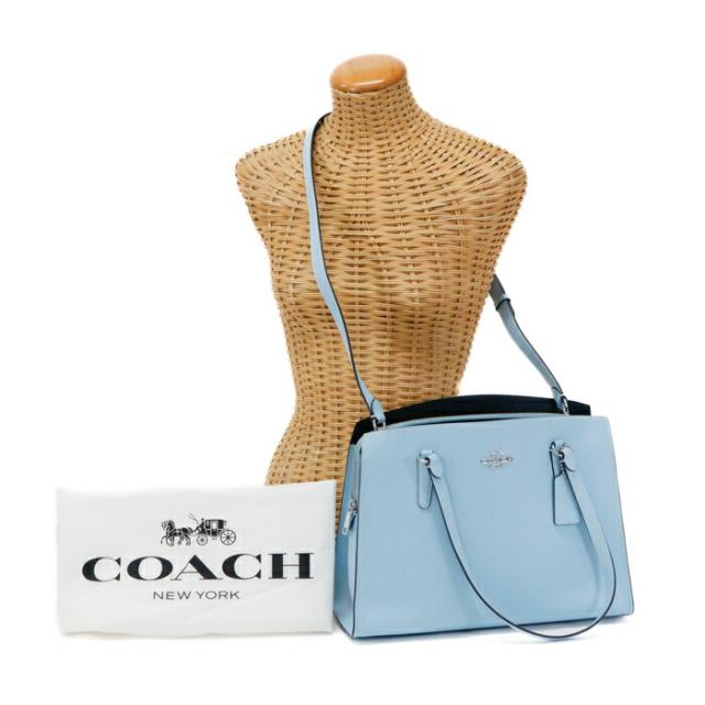 【Aランク】 コーチ COACH テイタム キャリーオール クロスグレイン レザー C4078 トートバッグ 肩掛け 2WAYバッグ ハンドバッグ ビジネスバッグ レディース パワーブルー (ライトブルー) 美品 中古 mbf31006