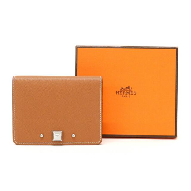 【Aランク】 エルメス HERMES メドール カードケース ヴォーマダム (レザー) SV金具 B刻印 2023年 二つ折り カード入れ カードホルダー パスケース メンズ レディース ゴールド (ライトブラウン) 美品 中古 mbg07005 Aランク】 エルメス HERMES メドール カードケース ヴォーマダム