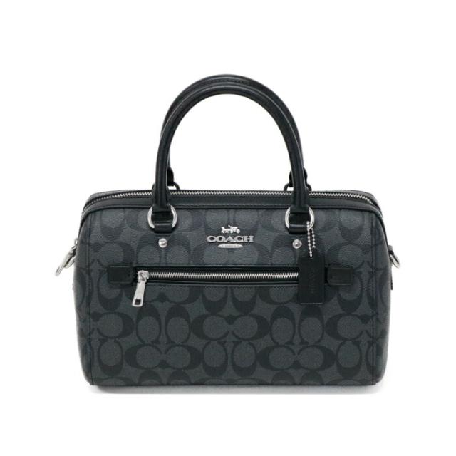 【Aランク】 コーチ COACH ローアン サッチェル シグネチャー キャンバス PVC / スムース レザー 83607 ハンドバッグ 手提げかばん ミニ ボストンバッグ レディース グラファイト (グレー) / ブラック 美品 中古 mbg18006の通販は