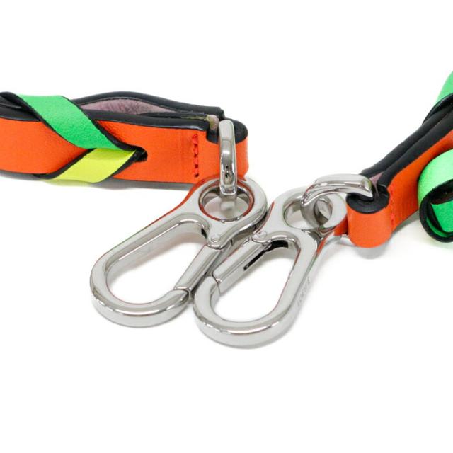 【SAランク】 ロエベ LOEWE ブレイデッドミニ ショルダーストラップ ネオンカラー カーフスキン (レザー) C073Y37 バイカラー 編み込み ショルダーストラップ 交換用 レディース オレンジ / ピンク / グリーン / イエロー 極美品 中古 mbg18008_3