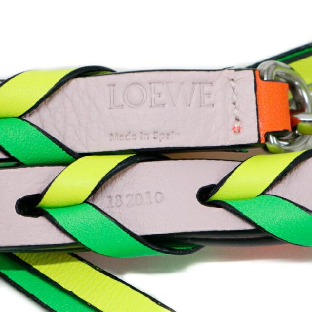 【SAランク】 ロエベ LOEWE ブレイデッドミニ ショルダーストラップ ネオンカラー カーフスキン (レザー) C073Y37 バイカラー 編み込み ショルダーストラップ 交換用 レディース オレンジ / ピンク / グリーン / イエロー 極美品 中古 mbg18008_4