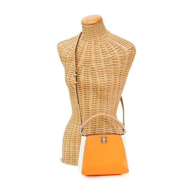 【Aランク】 ケイトスペード Kate Spade フィービー カラーブロック トップ ハンドル サッチェル グレインレザー KG749 ショルダーバッグ クロスボディ 斜め掛け 2WAYバッグ トップハンドルバッグ レディース ターメリックルートマルチ (オレンジ) 美品 中古 mbg27021