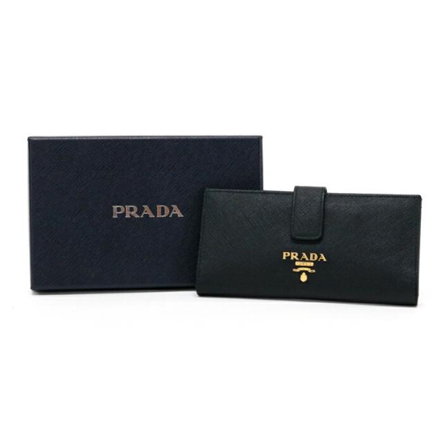 【Aランク】 プラダ PRADA サフィアーノレザー 財布 サフィアーノ (レザー) 1MV025 長財布 かぶせ蓋 コンチネンタルウォレット 二つ折り財布 レディース メンズ ネロ (ブラック) 美品 中古 mbh05001の通販は