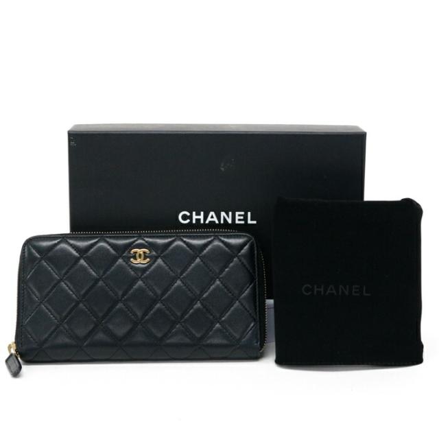 【Bランク】 シャネル CHANEL マトラッセ クラシック ジップウォレット ラムスキン (レザー) GD金具 ココマーク キルティング A50097 長財布 ラウンドファスナー ロングウォレット レディース ブラック 中古 mbh05003の通販は 59,800円