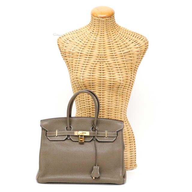 【ABランク】 エルメス HERMES バーキン35 トリヨンクレマンス (レザー) GD金具 □R刻印 2014年 ハンドバッグ 手提げかばん トラベルバッグ ビジネスバッグ レディース メンズ エトゥープ (グレージュ) 中古 mbh05005の通販は
