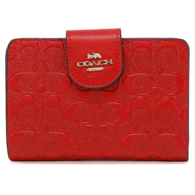 【Aランク】 コーチ COACH ミディアム コーナー ジップ ウォレット シグネチャー スムース カーフ レザー / スムース レザー C5896 二つ折り財布 L字ファスナー コンパクトウォレット コインケース エンボス レディース レッド 正規品 美品 中古 mbh13010の通販は