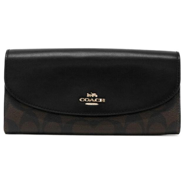 【ABランク】 コーチ COACH ラグジュアリー スリム エンベロープ ウォレット PVC / レザー シグネチャー F54022 長財布 かぶせ蓋 ロングウォレット L字ファスナー メンズ レディース ブラウン / ブラック 正規品 中古 mbh25021の通販は 7,980円