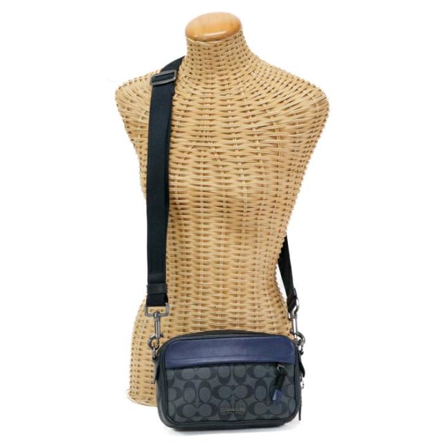 【Aランク】 コーチ COACH グラハム クロスボディ カラーブロック シグネチャー キャンバス スムース カーフレザー / PVC F83265 ショルダーバッグ カメラバッグ 肩掛け 斜めかけ メンズ レディース チャコール (グレー) / カデット (ブルー) 正規品 美品 中古 mbh27002の通販は