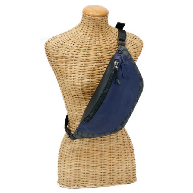 【ABランク】 コーチ COACH ウォーレンベルトバッグ カラーブロック シグネチャー キャンバス スムース カーフレザー / PVC F83134 ボディバッグ ショルダーバッグ クロスボディ 斜め掛け メンズ レディース チャコール (グレー) / カデット (ブルー) 正規品 中古 mbi08008の通販は 14,454円