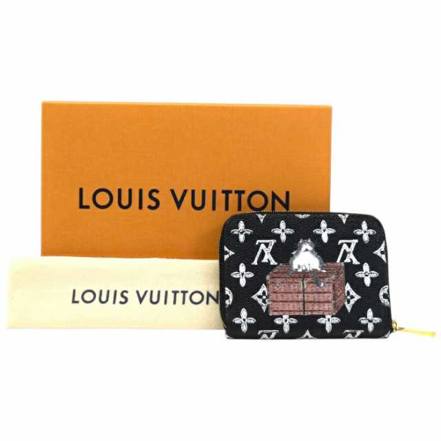 【Aランク】 ルイヴィトン LOUIS VUITTON ジッピーコインパース キャットグラム モノグラム (PVC / レザー) ネコ イヌ M63884 コインケース ラウンドファスナー コンパクトウォレット ミニ財布 レディース メンズ ブラック / ホワイト 正規品 美品 中古 mbi15013