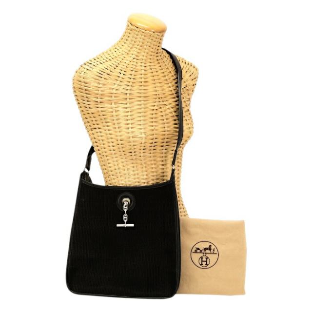 【ABランク】 エルメス HERMES ヴェスパPM クリノラン (ホースヘア) / バレニア (レザー) SV金具 □C刻印 1999年 ショルダーバッグ ポシェット 肩掛け 斜め掛け クロスボディ レディース メンズ ノワール (ブラック) 正規品 中古 mbi16003の通販は