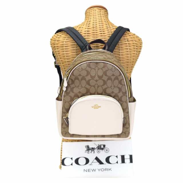 【ABランク】 コーチ COACH コート バックパック PVC / リファインド ペブル レザー 5671 リュック デイパック かばん バッグ レディース チョーク (アイボリー) / カーキ (ベージュ) 正規品 中古 mbi21017の通販は