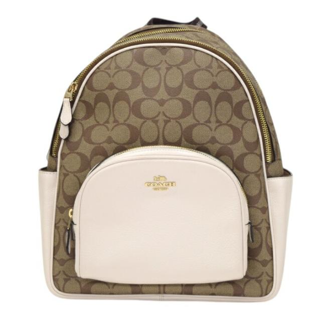【ABランク】 コーチ COACH コート バックパック PVC / リファインド ペブル レザー 5671 リュック デイパック かばん バッグ レディース チョーク (アイボリー) / カーキ (ベージュ) 正規品 中古 mbi21017 ABランク】 コーチ COACH コート バックパック PVC / リファインド