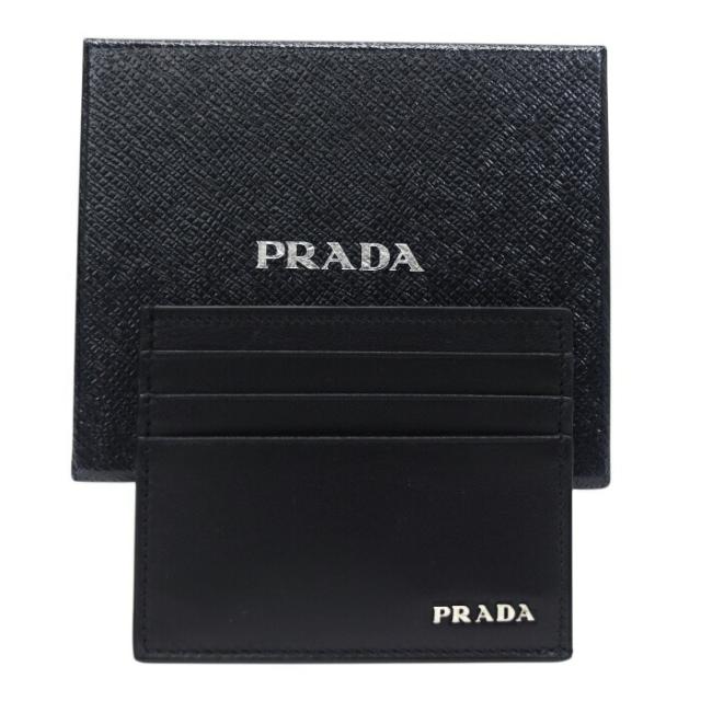 【SAランク】 プラダ PRADA カードケース レザー 2M1223 パスケース カードホルダー カード入れ メンズ レディース ネロ (ブラック) 正規品 極美品 中古 mbi26012