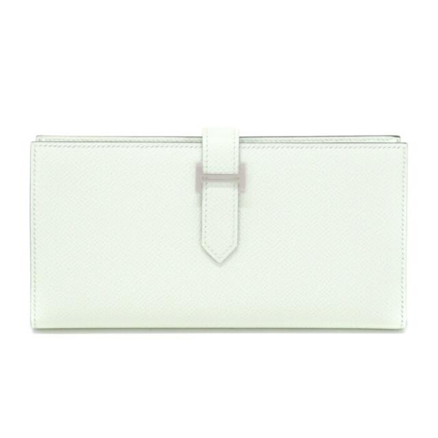 【Nランク】 エルメス HERMES ベアンスフレ エプソン (レザー) SV金具 B刻印 2023年 長財布 二つ折り財布 かぶせ蓋 コンチネンタルウォレット H金具 レディース メンズ ヴェールフィズ (ライトグリーン) 正規品 未使用 展示品 中古 mbi26014_1