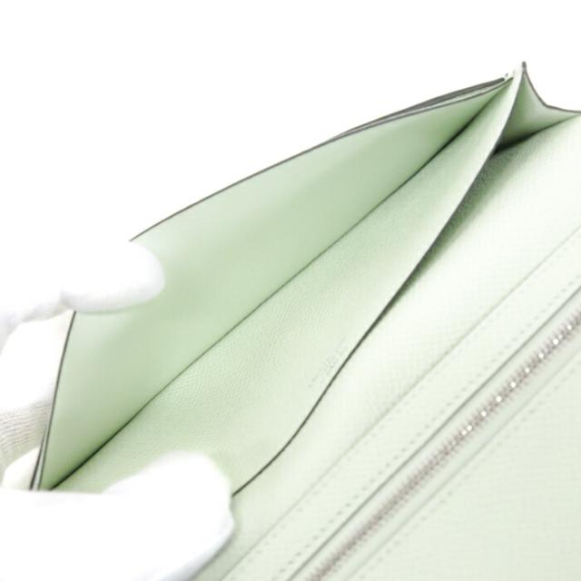 【Nランク】 エルメス HERMES ベアンスフレ エプソン (レザー) SV金具 B刻印 2023年 長財布 二つ折り財布 かぶせ蓋 コンチネンタルウォレット H金具 レディース メンズ ヴェールフィズ (ライトグリーン) 正規品 未使用 展示品 中古 mbi26014_11